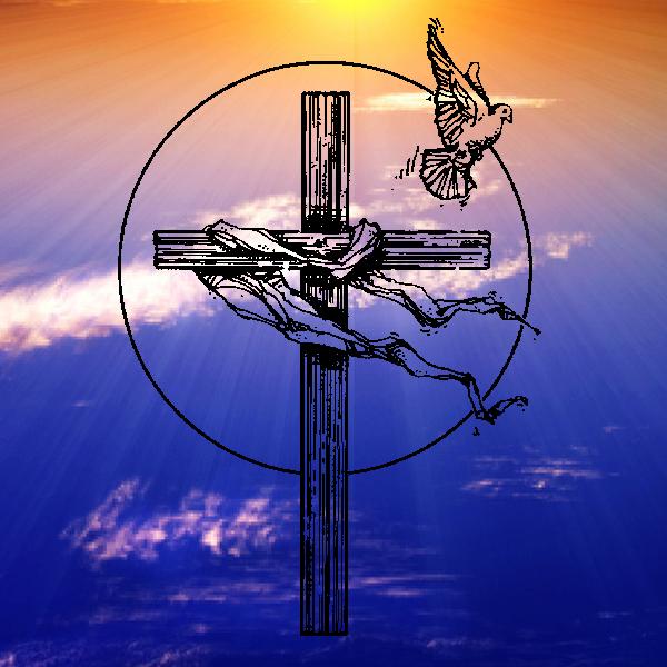 Cross with Dove Blue Sunburst