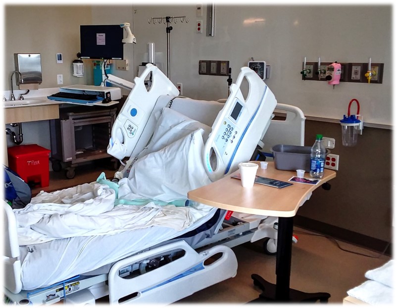 Grant's hospital room and bed