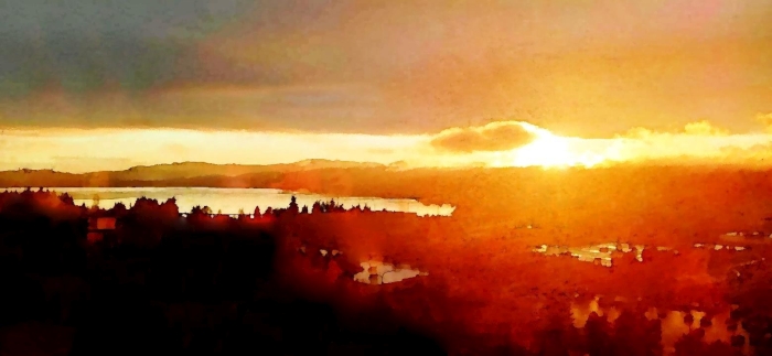 Sunset at St. Michael's watercolor